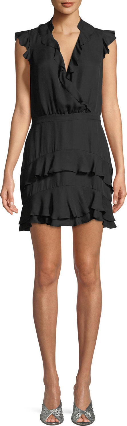 Parker Tangia Sleeveless Surplice Silk Ruffled Dress