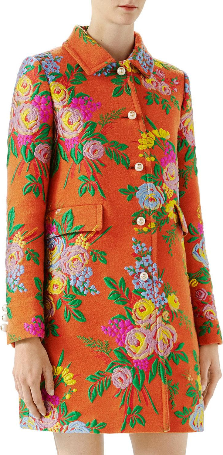 Gucci Felted Flower Jacquard Coat
