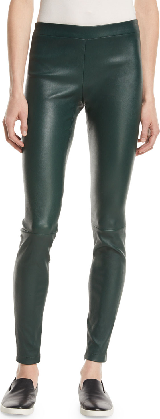 Vince Leather Zip-Cuff Leggings