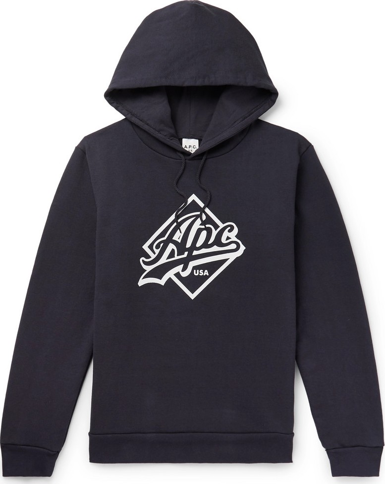 A.P.C. Wayne Logo-Print Loopback Cotton-Blend Jersey Hoodie
