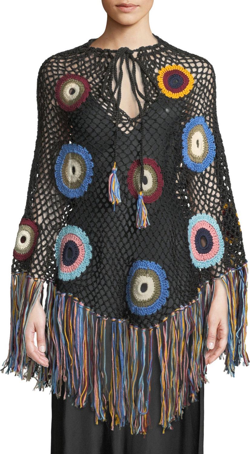 Talitha Hand-Crochet Fringe Poncho