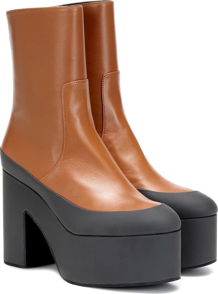 Dries Van Noten Leather platform ankle boots