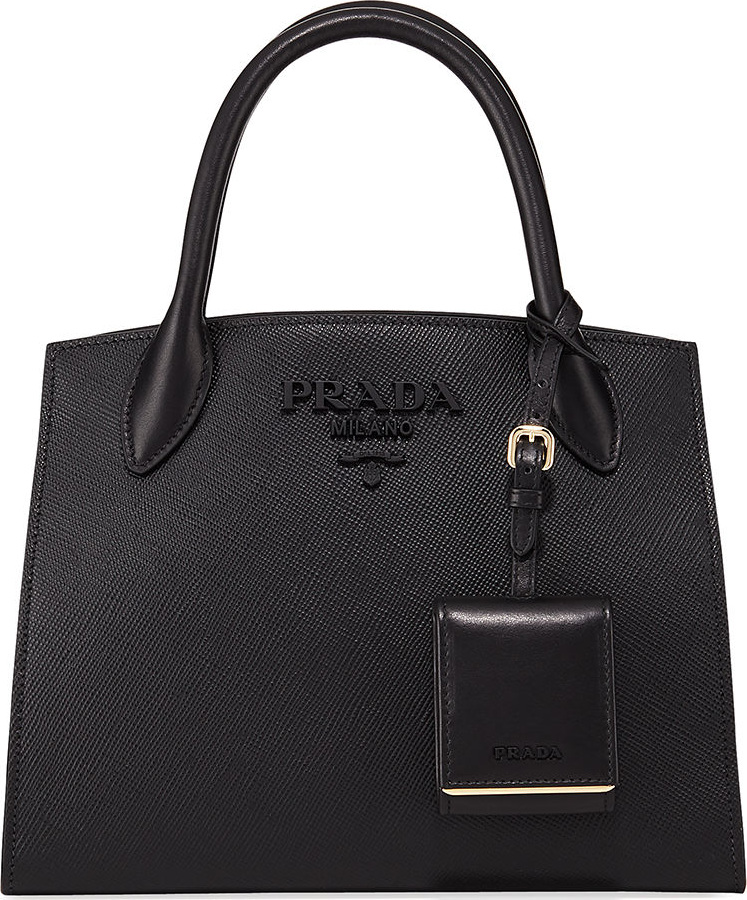 Prada Small Monochrome Tote w/ Removable Crossbody Strap