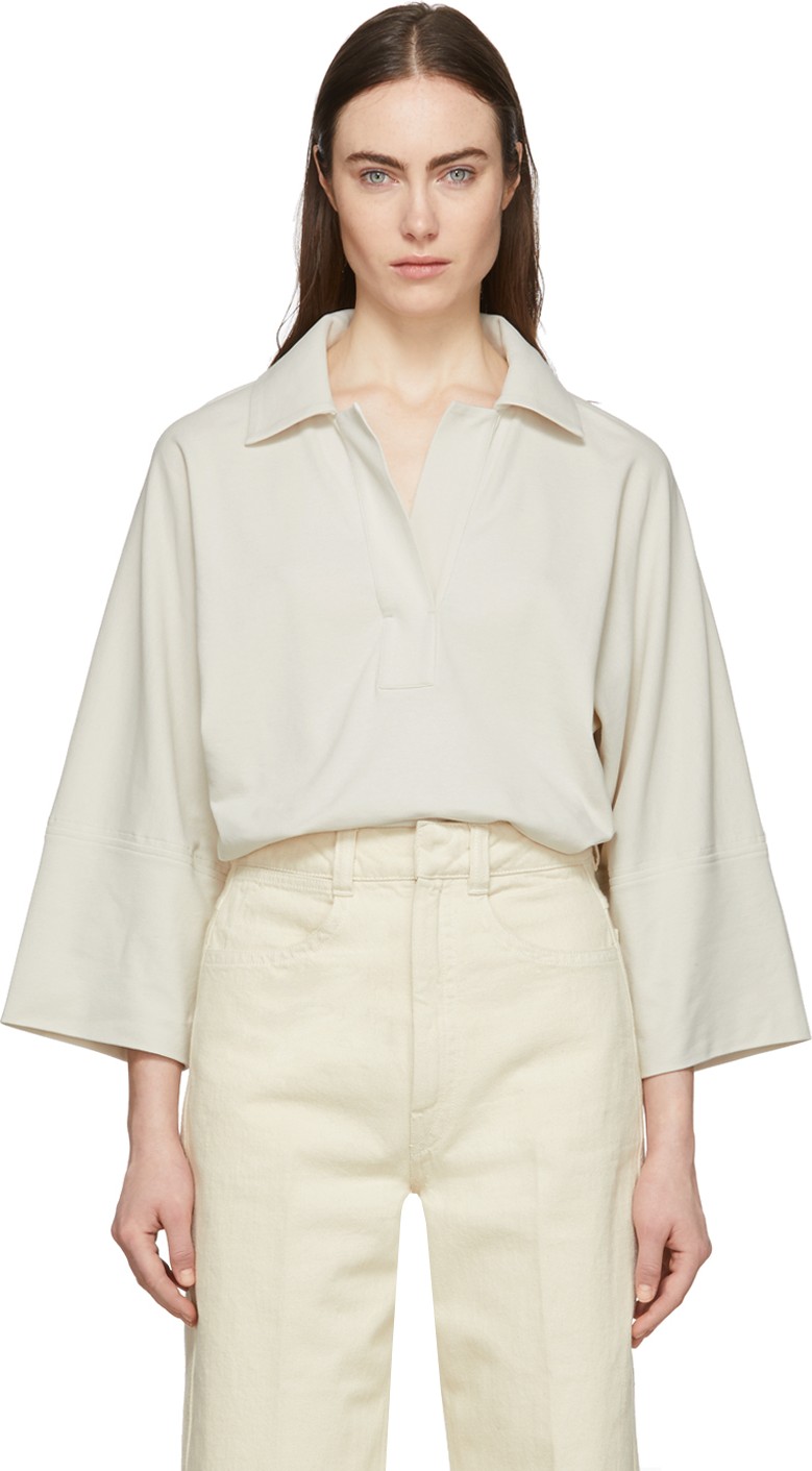 Lemaire Off-White Three-Quarter Sleeve Polo