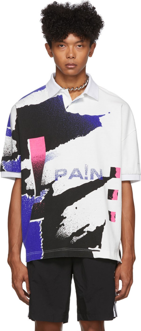 Alexander Wang White & Blue Compact Jersey Polo