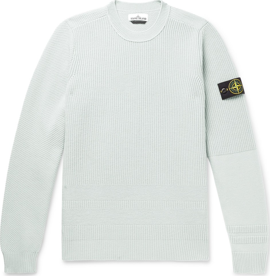 Stone Island Logo-Appliquéd Wool-Blend Sweater