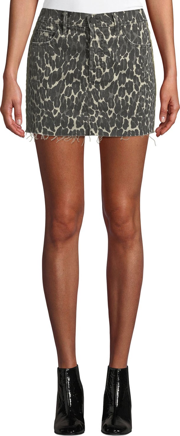 MOTHER The Vagabond Leopard-Print Mini Skirt