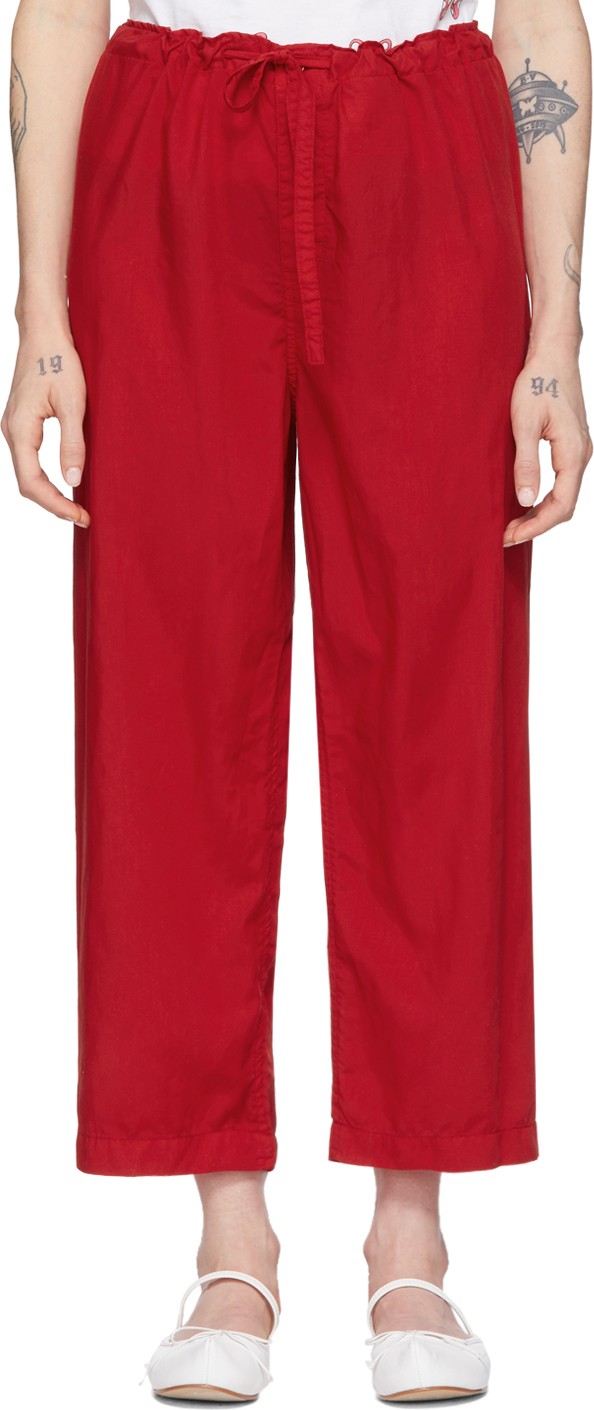 Comme Des Garçons Girl Red Tropical Cropped Trousers