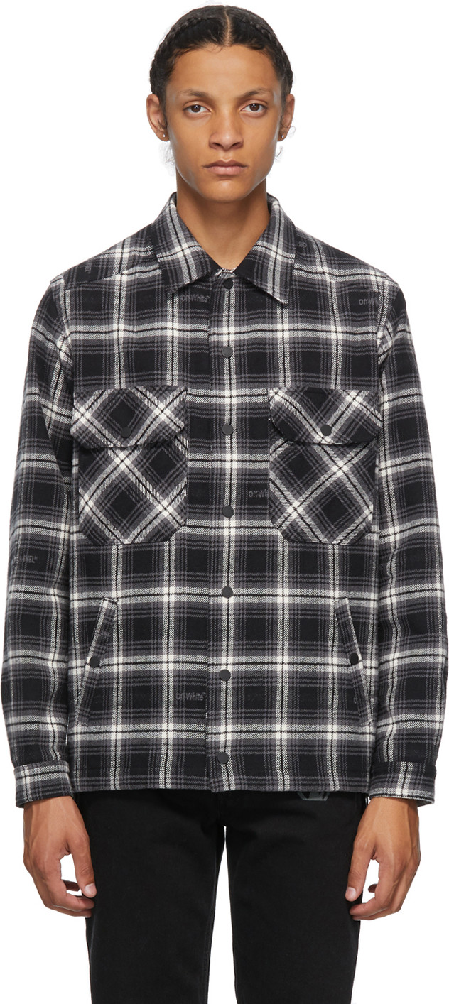Off White - Grey Check Arrows Stencil Jacket