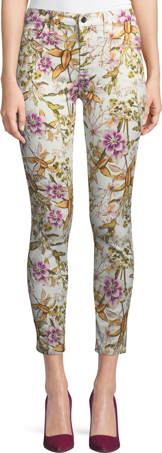 Jen7 Havana Tropics Floral-Print Ankle Skinny Jeans