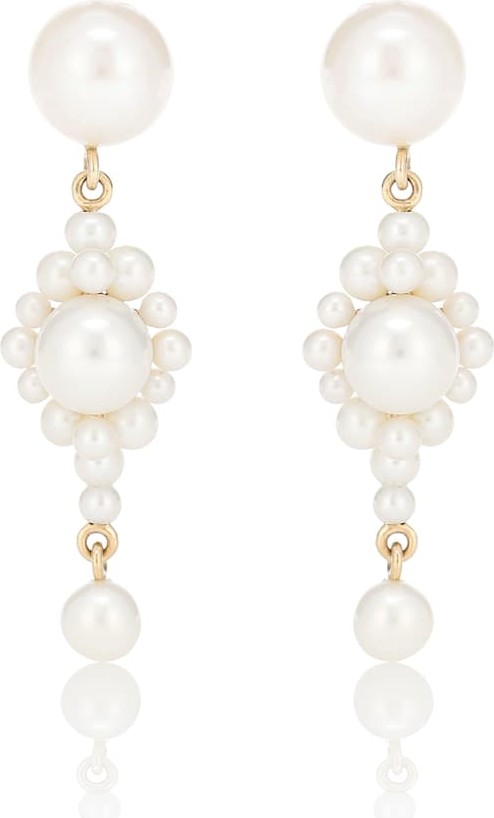 Sophie Bille Brahe Venezia 14kt gold earrings with pearls