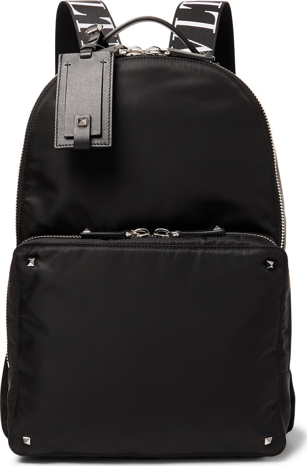 Valentino Valentino Garavani Leather-Trimmed Nylon Backpack
