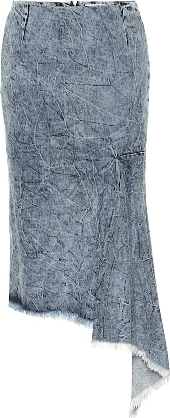 Balenciaga Asymmetric denim midi skirt