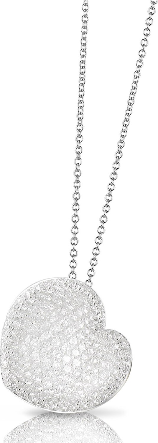 Pasquale Bruni Pavé Diamond Heart Pendant Necklace in 18K White Gold
