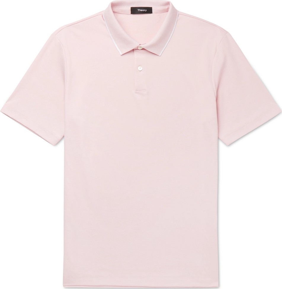 Theory Contrast-Tipped Pima Cotton-Blend Piqué Polo Shirt