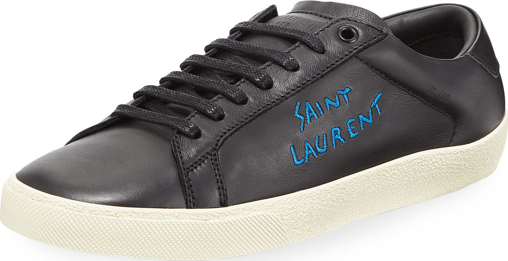 Saint Laurent Men's Leather Logo Low-Top Sneaker