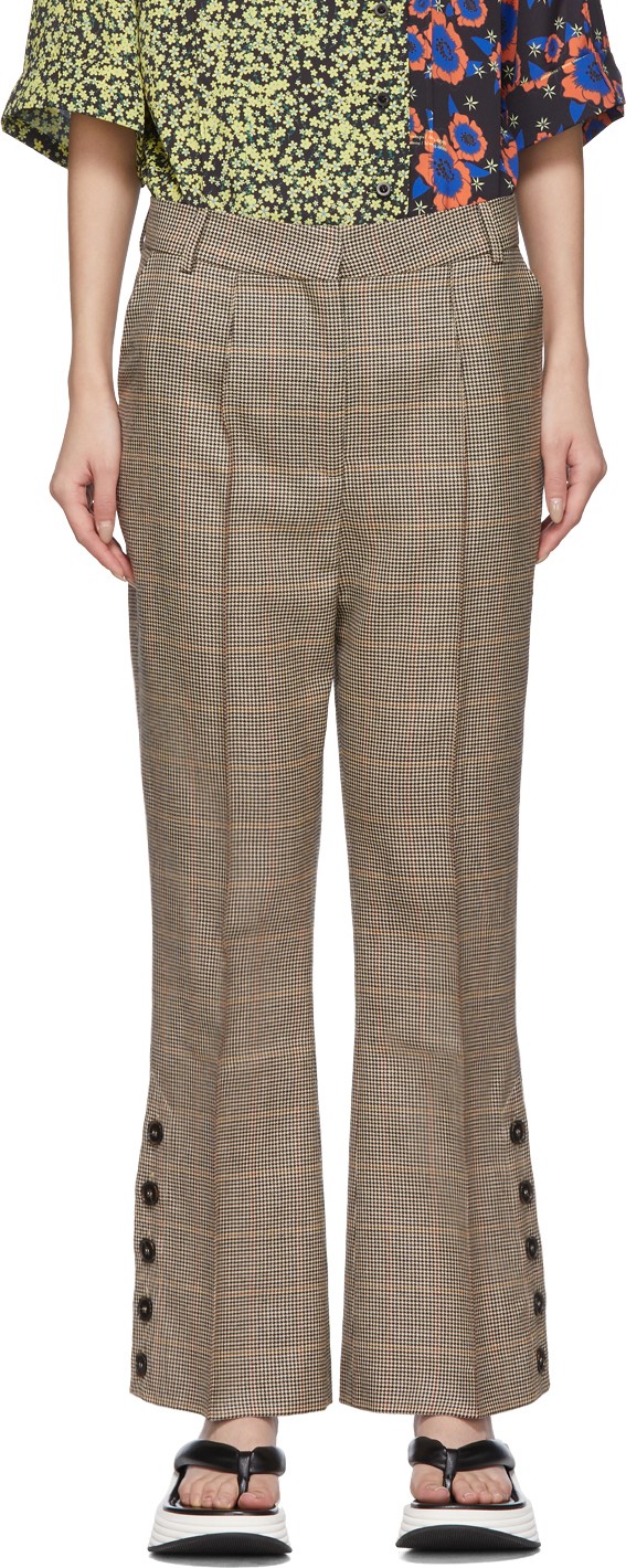 Rokh Beige Houndstooth Utility Trousers