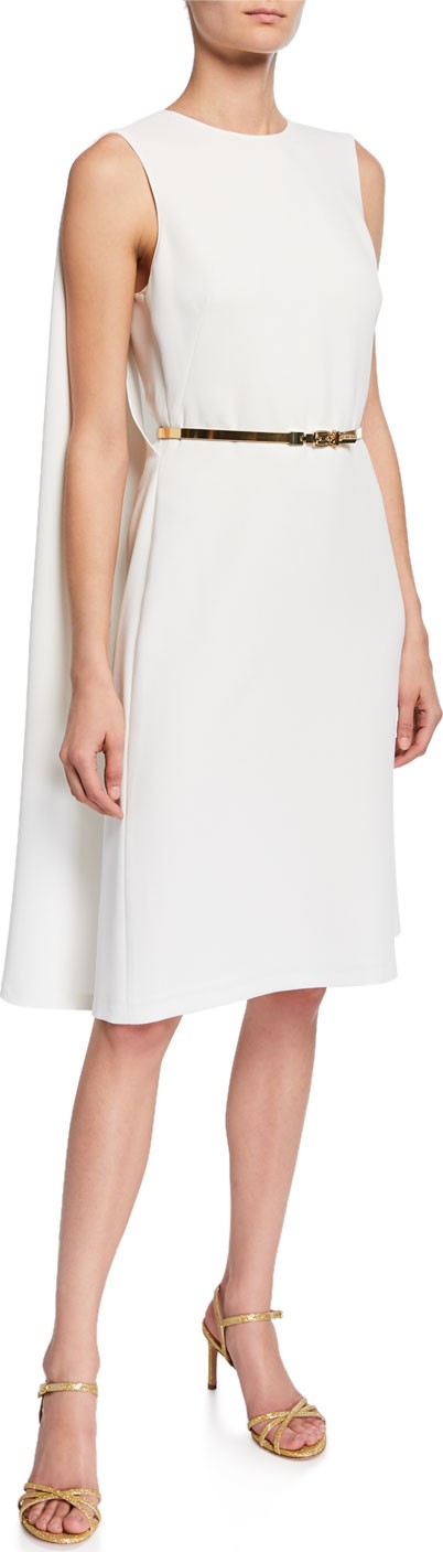 Ralph Lauren Aviana Belted Cape-Back Cocktail Dress Ralph Lauren Aviana Belted Cape-Back Cocktail Dress