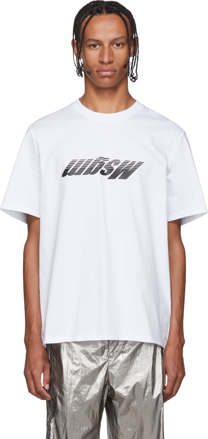 MSGM White Upturned Logo T-Shirt