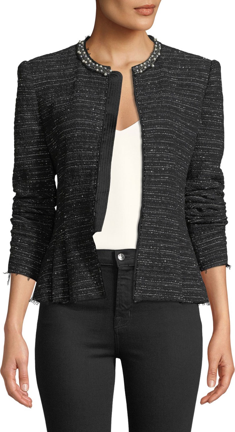 Rebecca Taylor Structured Embroidered Tweed Jacket