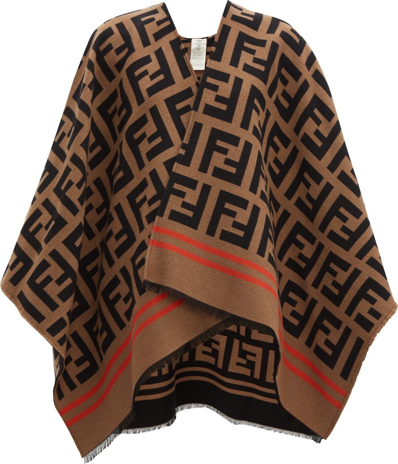 Fendi FF-jacquard wool-blend poncho