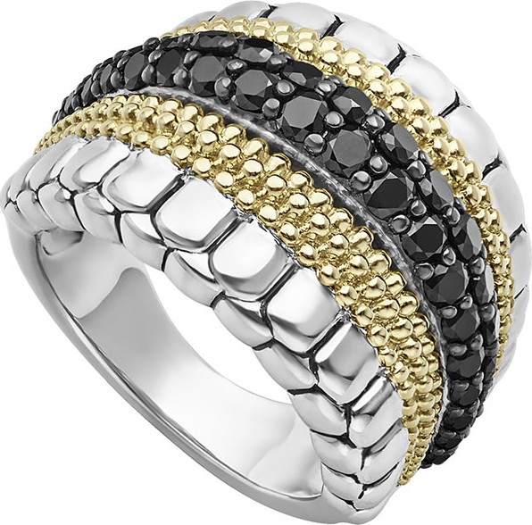 LAGOS Diamond Lux Ring w/ 18k Gold, Size 7