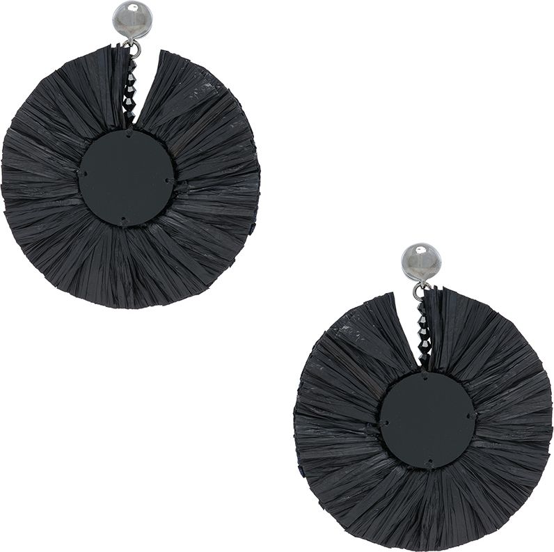 Oscar De La Renta Small Raffia Disk Earrings