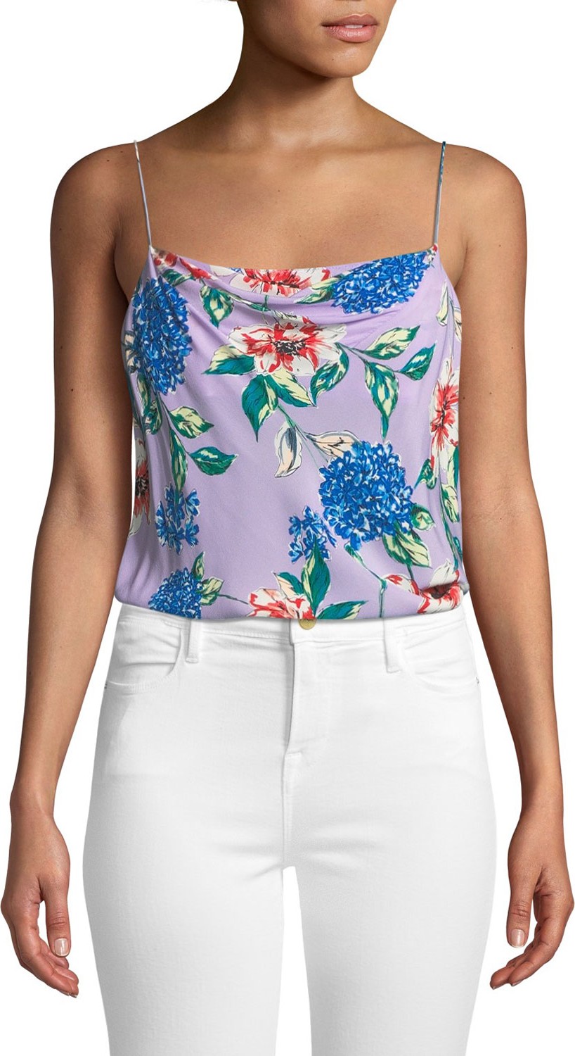 Parker Summer Floral-Print Spaghetti-Strap Top