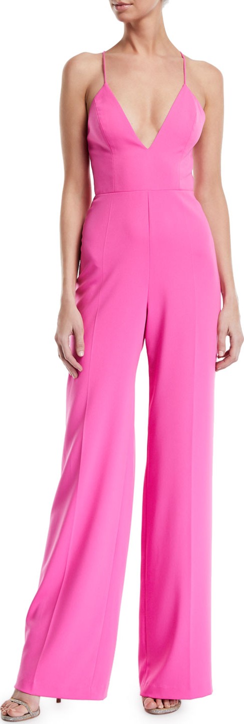 Jay Godfrey Deep V-Neck Sleeveless Jumpsuit w/ Strappy Back