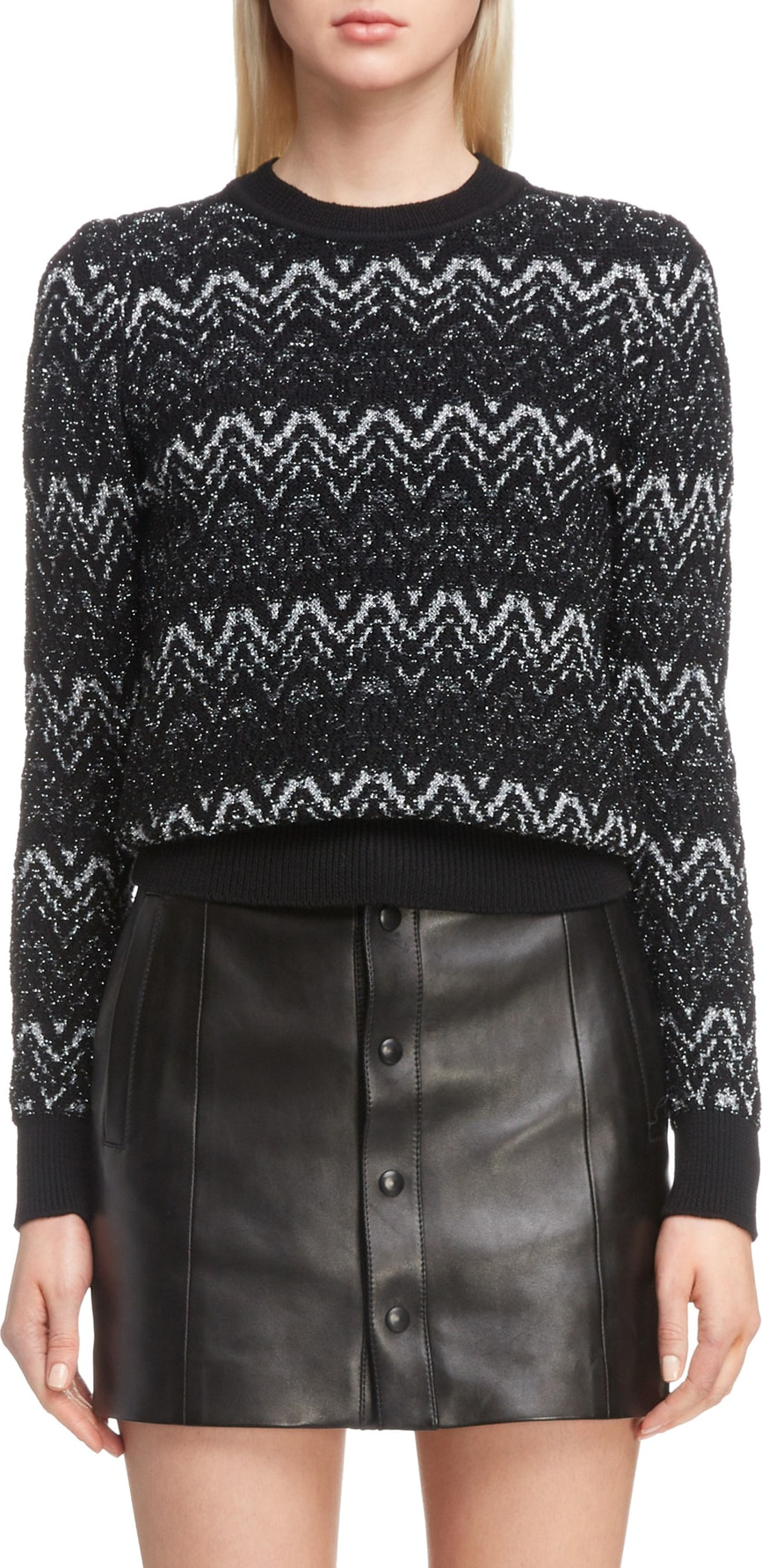 Saint Laurent Metallic Mohair Zigzag Sweater