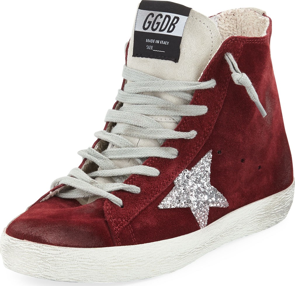 Golden Goose Deluxe Brand Francy Suede High-Top Sneakers with Glitter Star