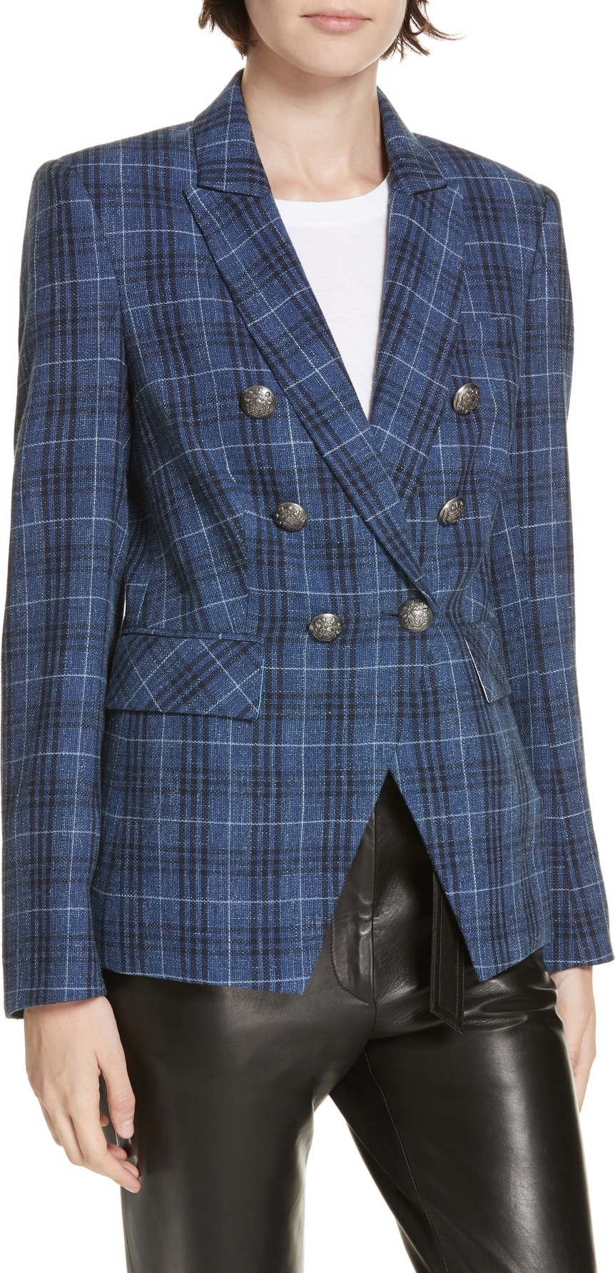 Veronica Beard Miller Wool Blend Plaid Dickey Jacket