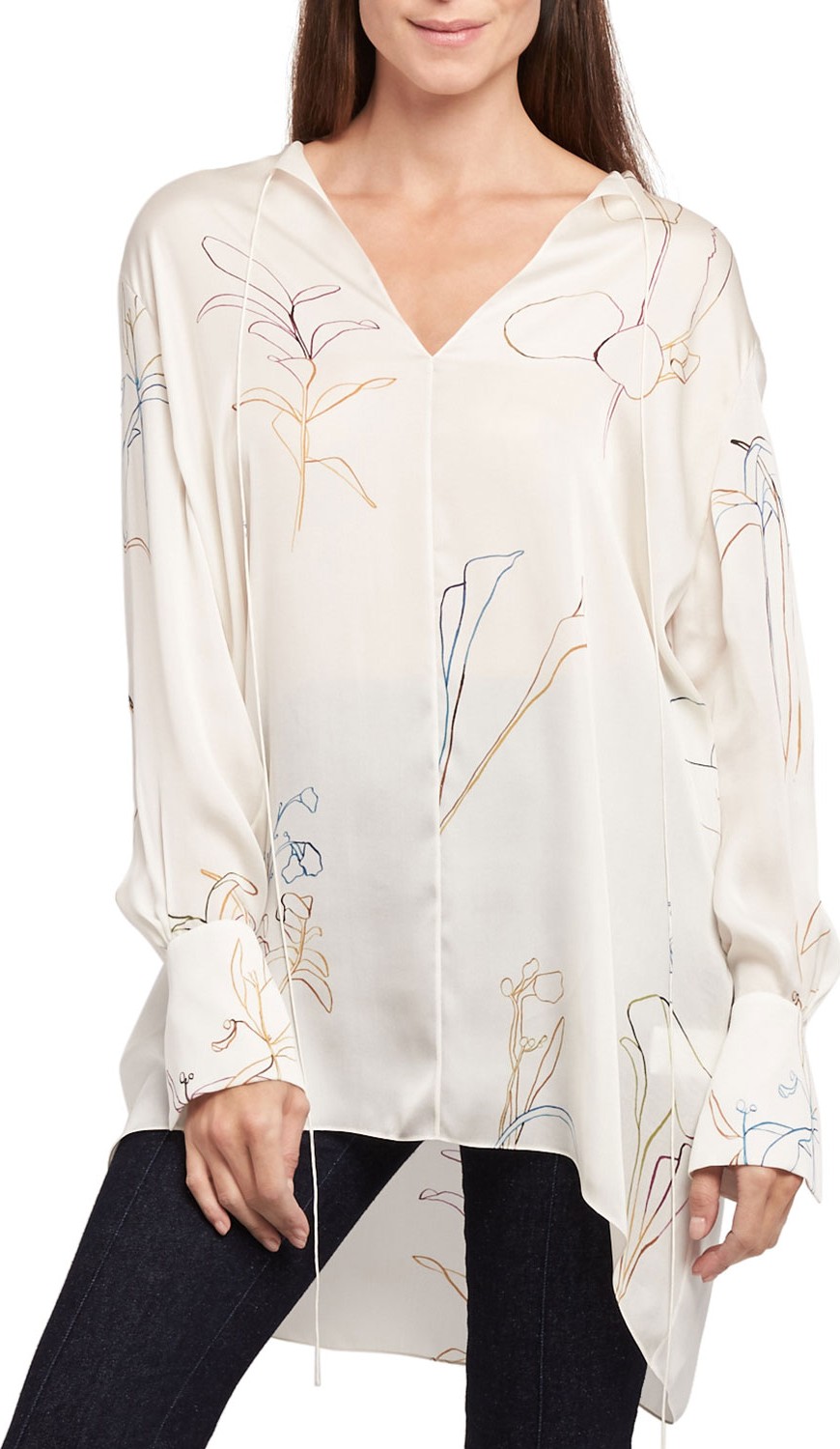 Theory Nature Long-Sleeve Fluid Charmeuse Tunic