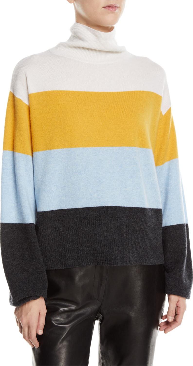 Veronica Beard Faber Cashmere Turtleneck Colorblock Sweater
