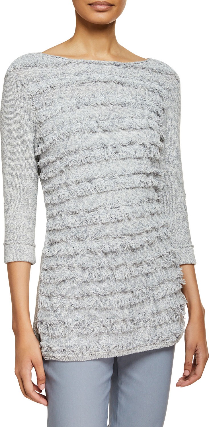 NIC+ZOE Sea Level Fringe-Striped Blouse