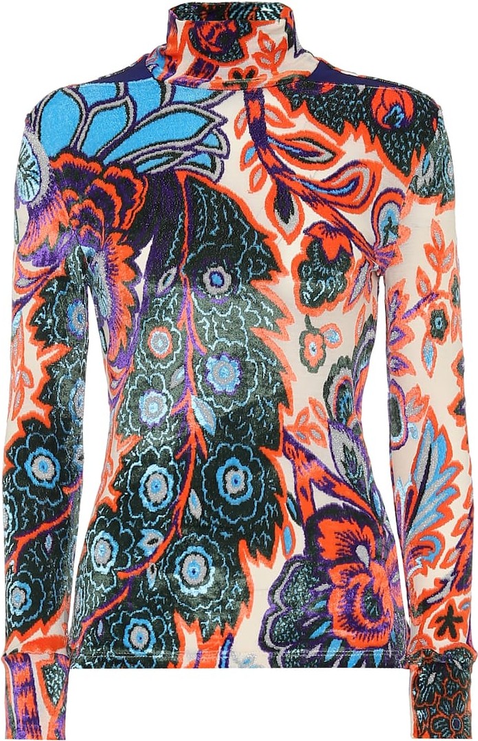 Paco Rabanne Floral velvet turtleneck top