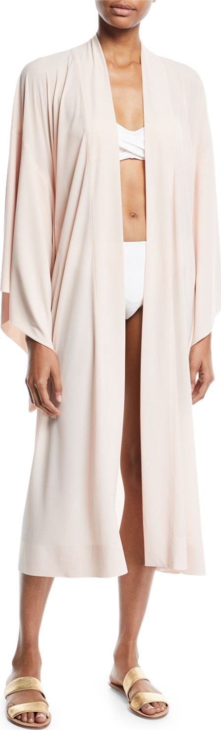 Norma Kamali Mid-Calf Kimono-Sleeve Robe