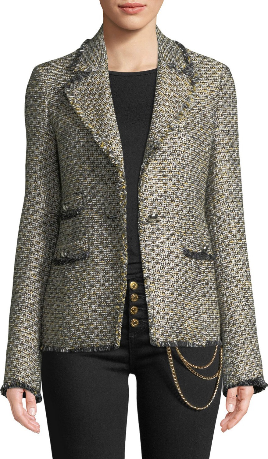 Veronica Beard Fabian Tweed Single-Button Jacket