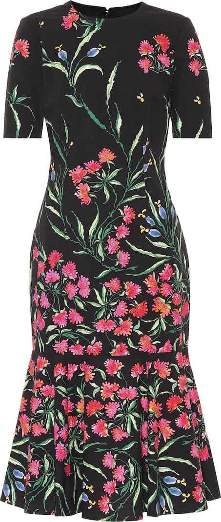 Carolina Herrera Floral stretch-cotton midi dress