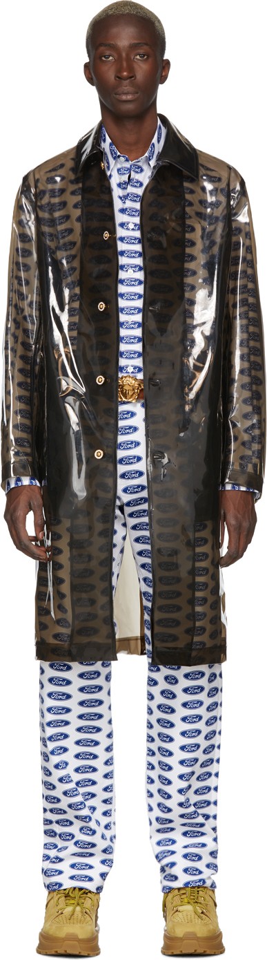 Versace Transparent Black PVC Trench Coat