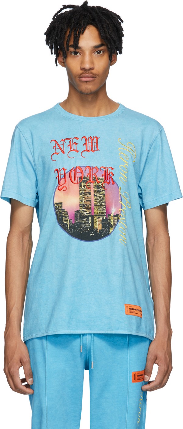 Heron Preston Blue NYC Skyline T-Shirt