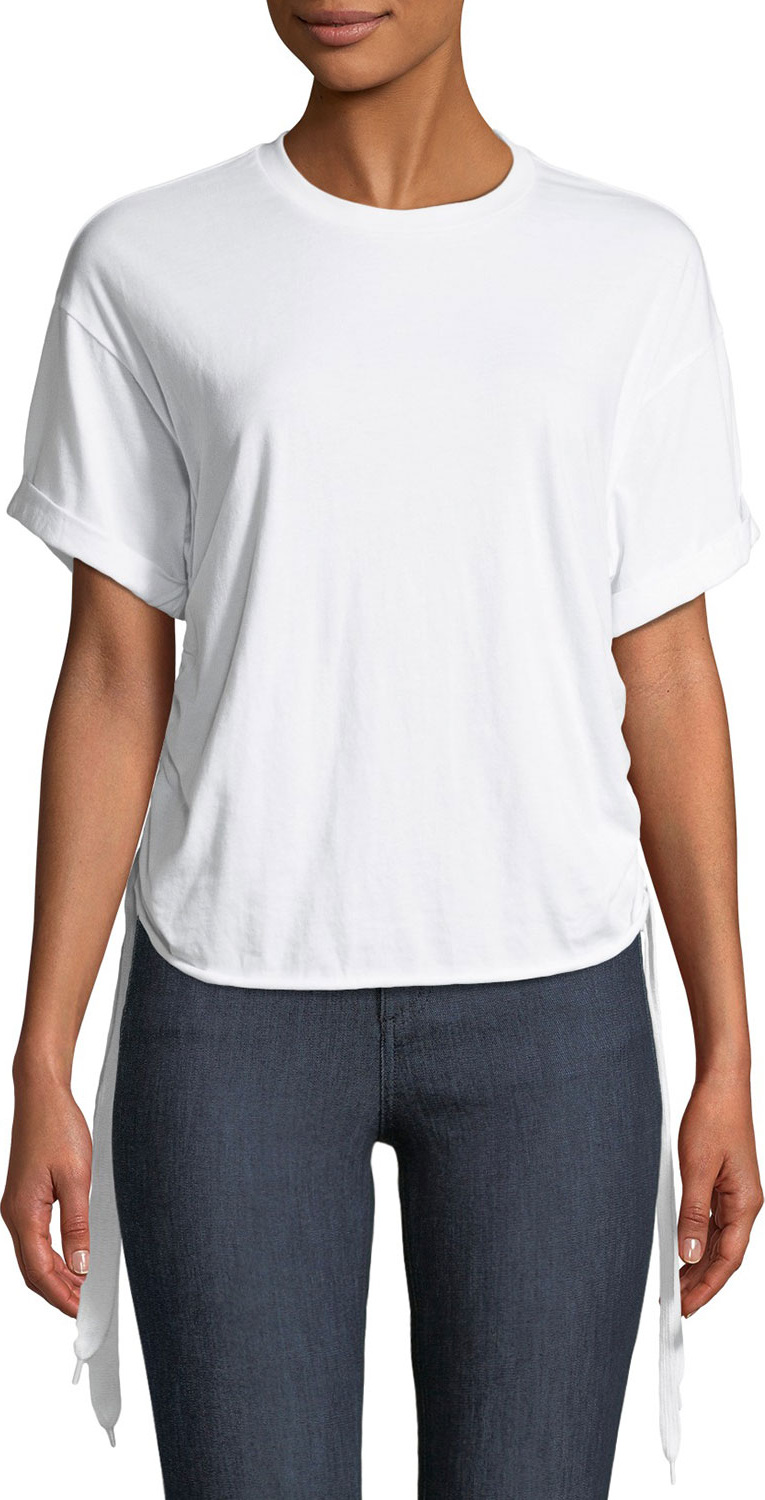 KENDALL + KYLIE Ruched Side-Tie Crewneck Tee