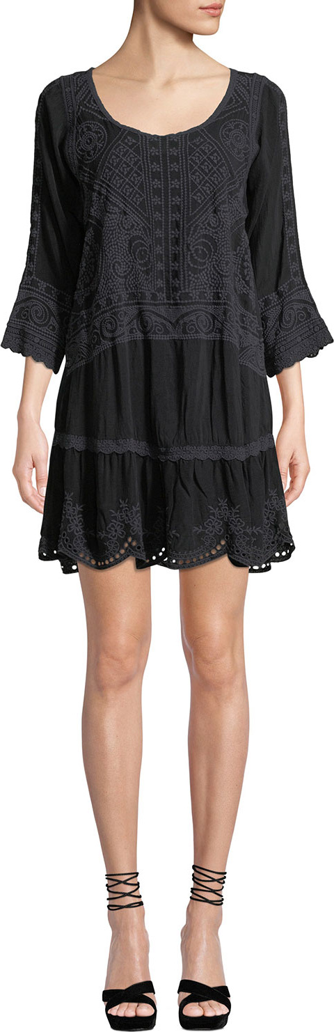 Johnny Was Dotted Geo Tunic Dress with Slip