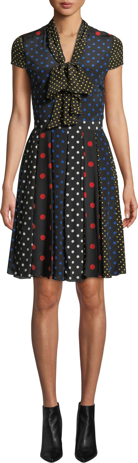 Alice + Olivia Sanda Tie-Neck Dress