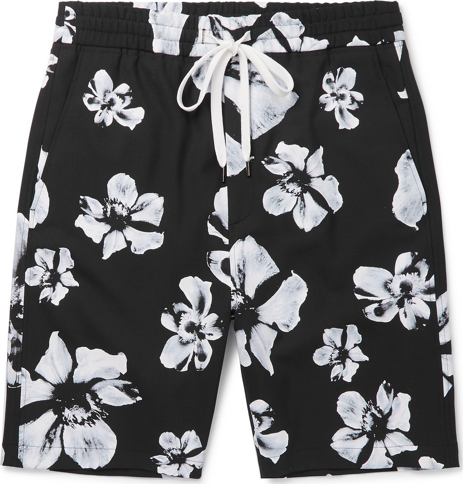 Neil Barrett Floral-Print Twill Drawstring Shorts