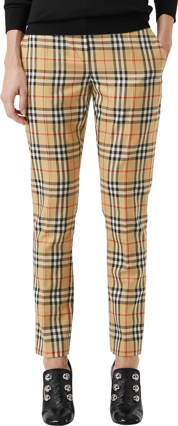 Burberry London England Hanover Plaid Wool Cigarette Pants