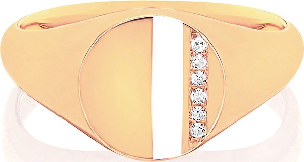 EF Collection 14k Diamond & Enamel Stripe Ring  White