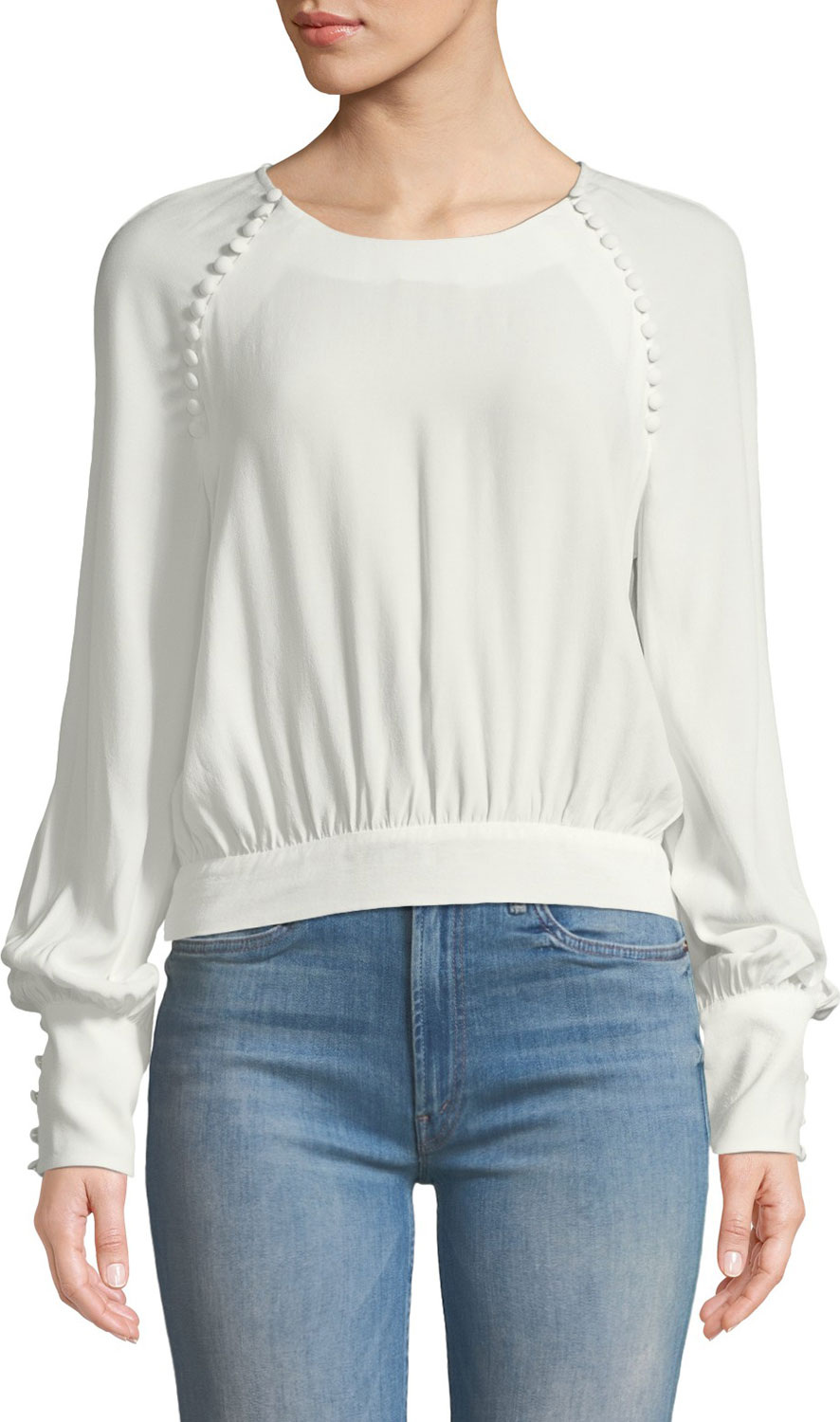 Bardot Tie-Back Button Long-Sleeve Blouse