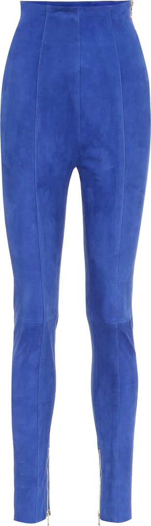 Balmain High-rise suede leggings