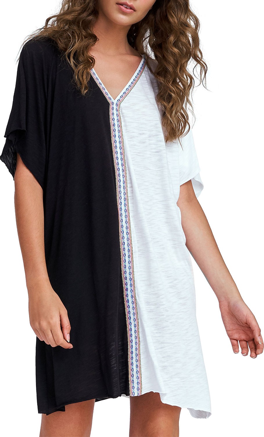 Pitusa Pima Two-Tone Tribal Short Coverup Dress